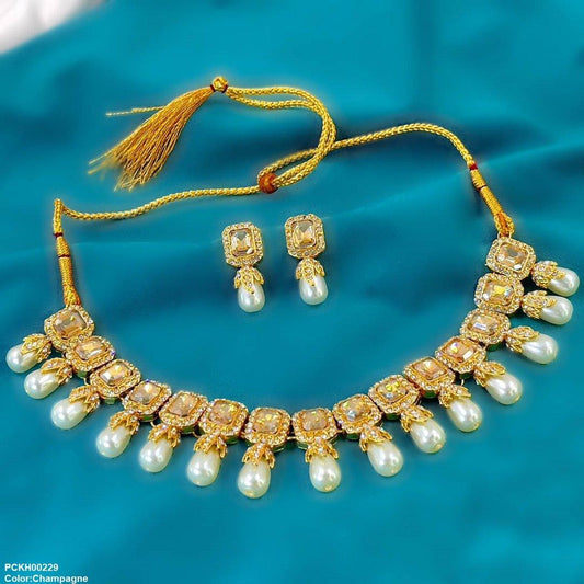 PCKH00229 SDQ Rectangle Pearl Choker Set -  PCKH