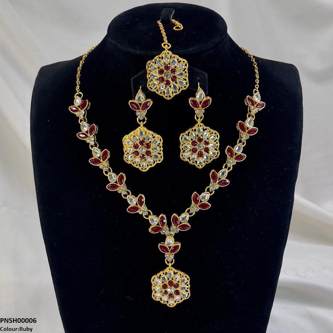 PNSH00006 FRN Tear/Flower Drop Necklace Set - PNSH