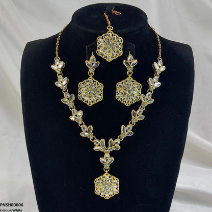 PNSH00006 FRN Tear/Flower Drop Necklace Set - PNSH