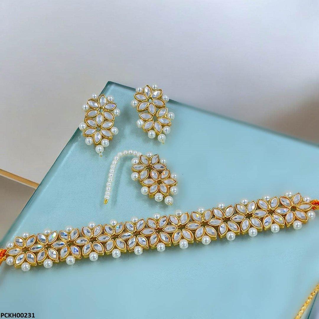 PCKH00231 SDQ Marquise Flower Choker Set - PCKH