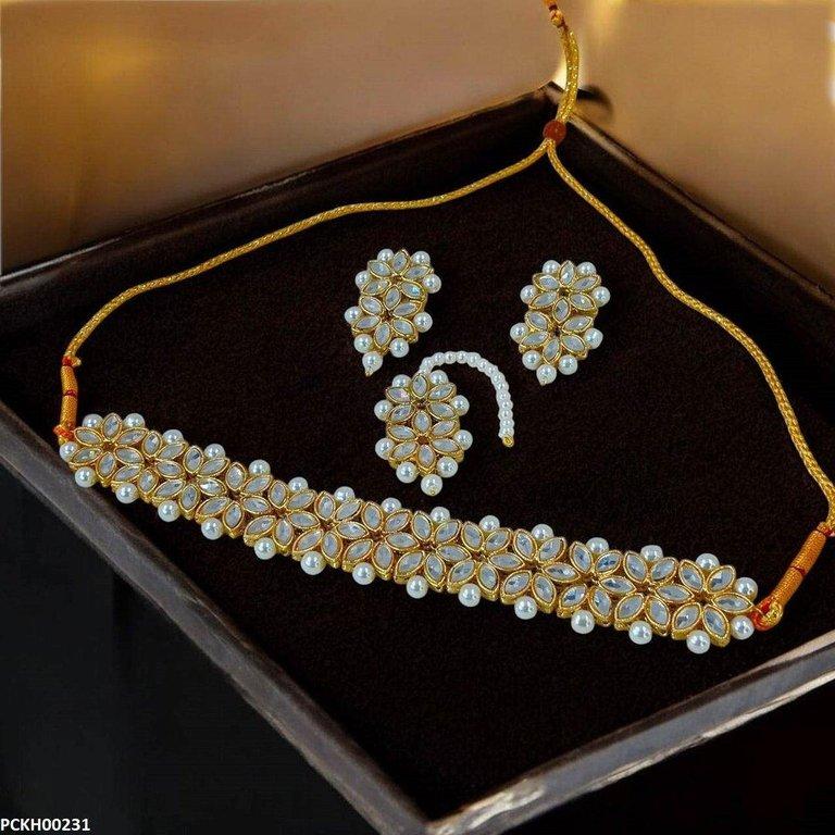 PCKH00231 SDQ Marquise Flower Choker Set - PCKH