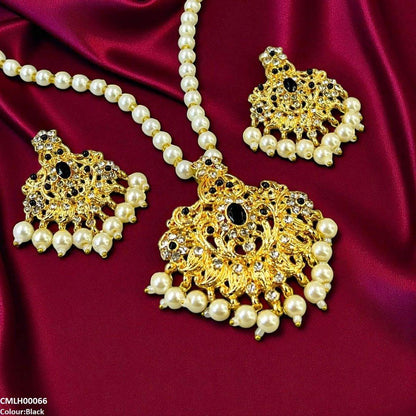 CMLH00066 MZM Oval/Flower Pearl Drop Mala Set -