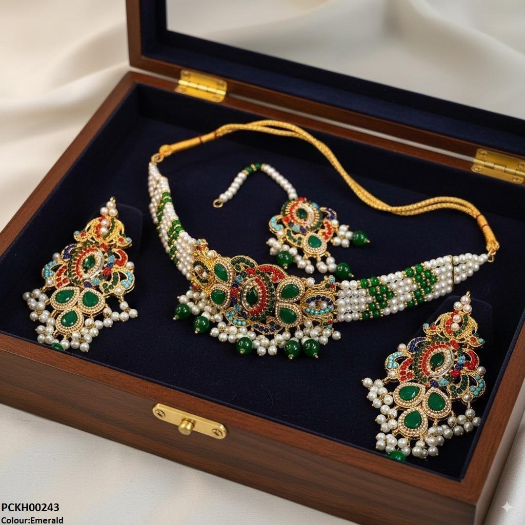 PCKH00243 SDQ Oval/Tear Pearl Choker Set - PCKH