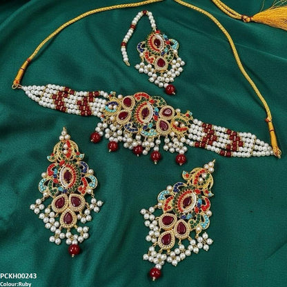 PCKH00243 SDQ Oval/Tear Pearl Choker Set - PCKH