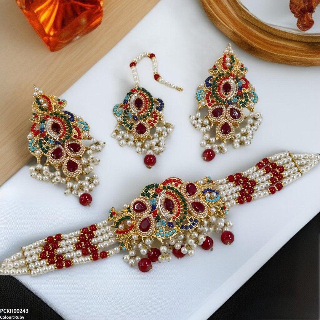 PCKH00243 SDQ Oval/Tear Pearl Choker Set - PCKH