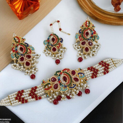 PCKH00243 SDQ Oval/Tear Pearl Choker Set - PCKH