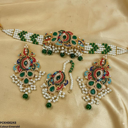 PCKH00243 SDQ Oval/Tear Pearl Choker Set - PCKH