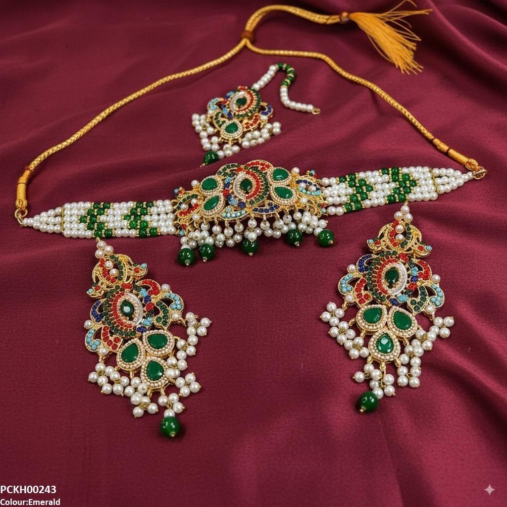 PCKH00243 SDQ Oval/Tear Pearl Choker Set - PCKH