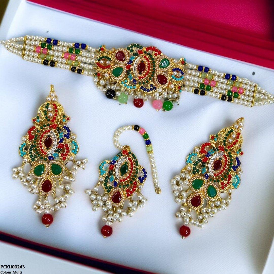 PCKH00243 SDQ Oval/Tear Pearl Choker Set - PCKH