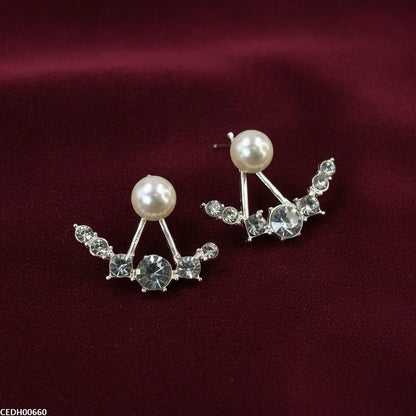 CEDH00660 SDQ Round Pearl Earrings - CEDH