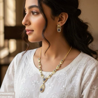 PNSH00016 SDQ Rose Flower Necklace Set - PNSH