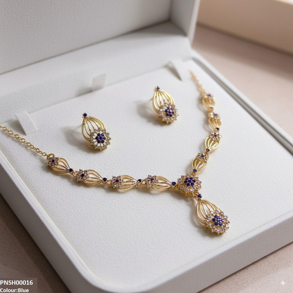 PNSH00016 SDQ Rose Flower Necklace Set - PNSH