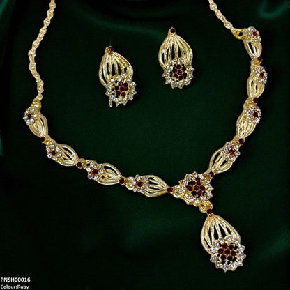 PNSH00016 SDQ Rose Flower Necklace Set - PNSH