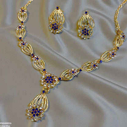 PNSH00016 SDQ Rose Flower Necklace Set - PNSH