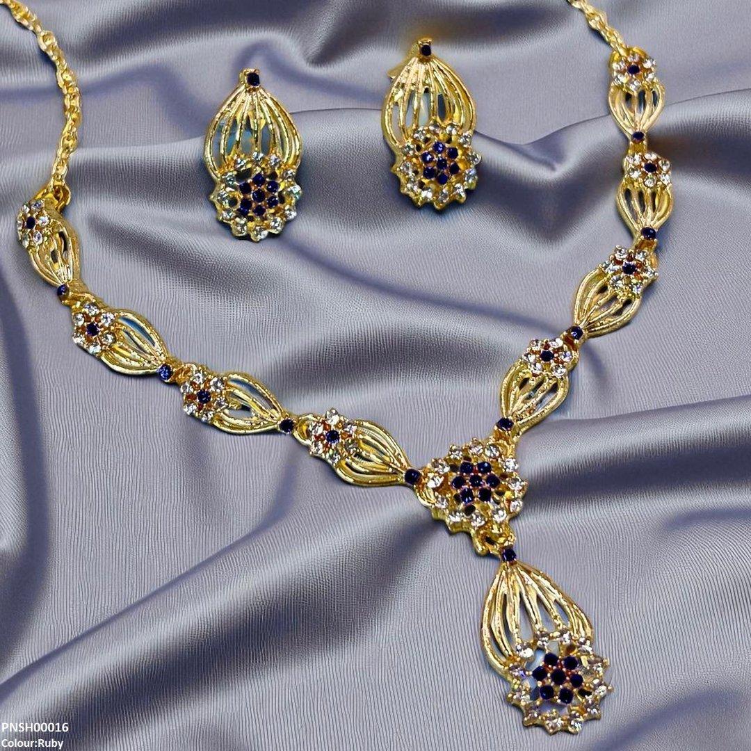 PNSH00016 SDQ Rose Flower Necklace Set - PNSH