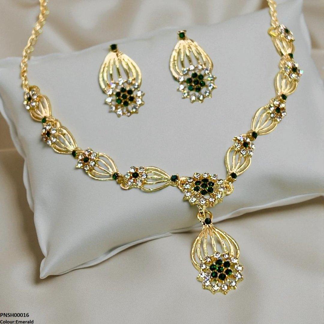 PNSH00016 SDQ Rose Flower Necklace Set - PNSH