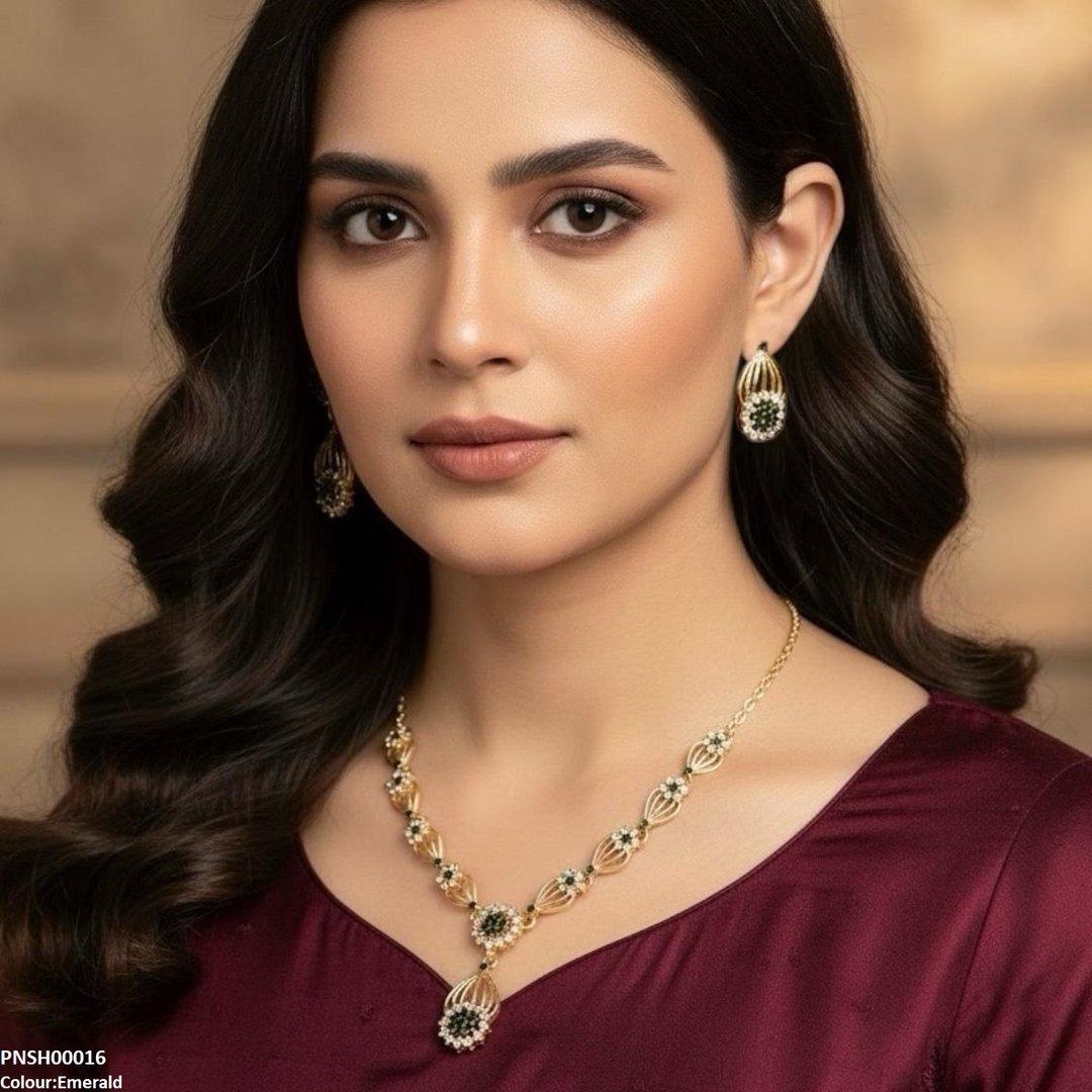 PNSH00016 SDQ Rose Flower Necklace Set - PNSH