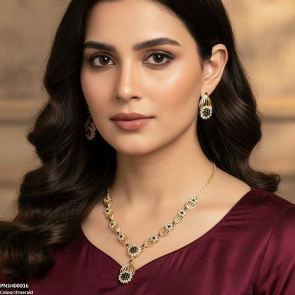 PNSH00016 SDQ Rose Flower Necklace Set - PNSH