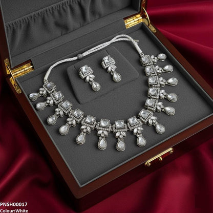 PNSH00017 FRN Square Tear Drop Necklace Set - PNSH