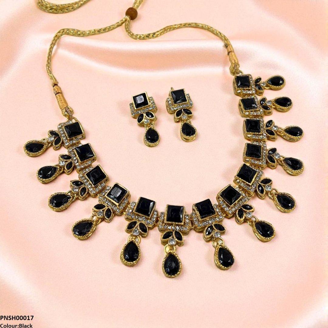 PNSH00017 FRN Square Tear Drop Necklace Set - PNSH