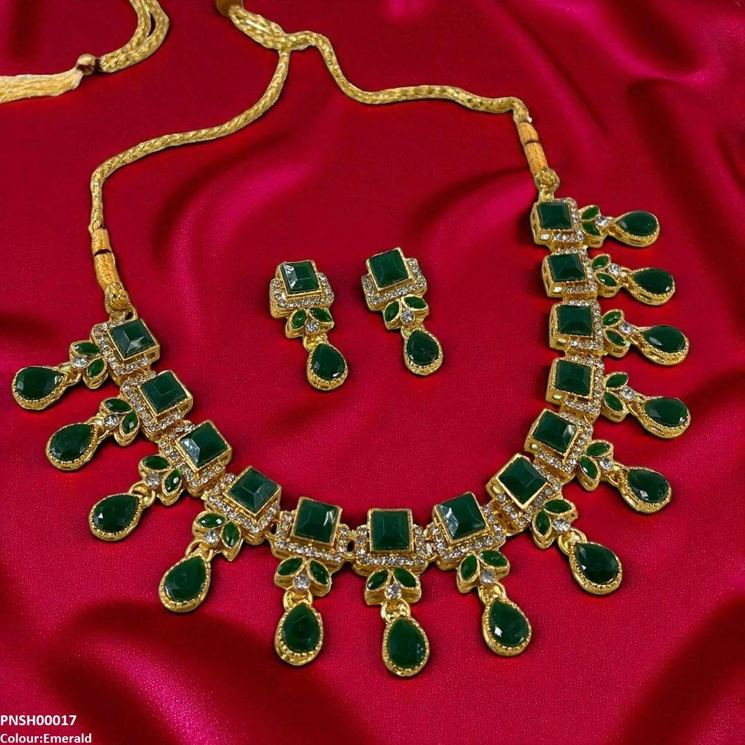 PNSH00017 FRN Square Tear Drop Necklace Set - PNSH