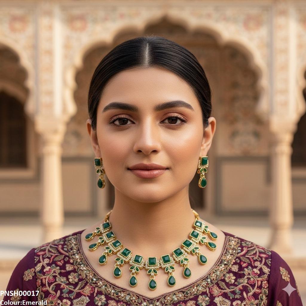 PNSH00017 FRN Square Tear Drop Necklace Set - PNSH