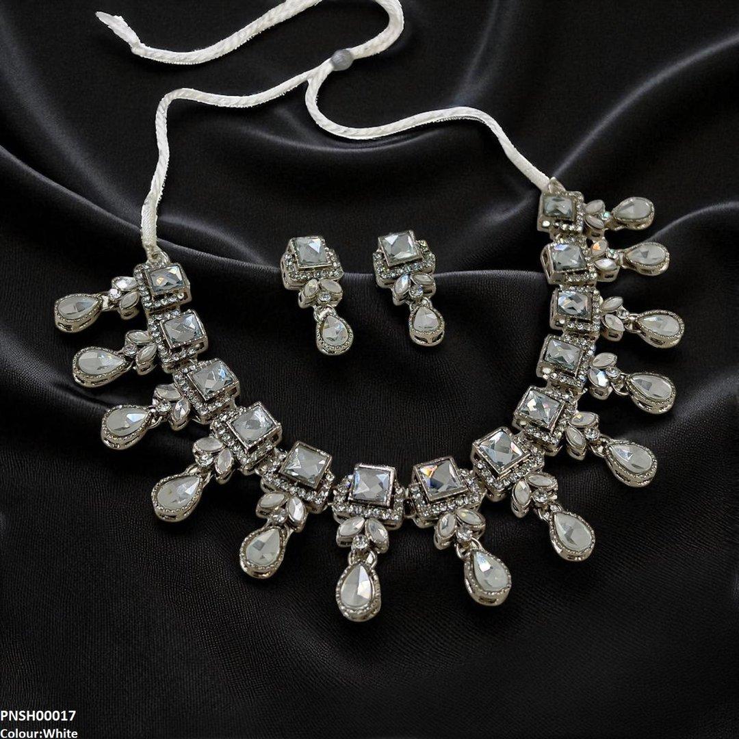 PNSH00017 FRN Square Tear Drop Necklace Set - PNSH