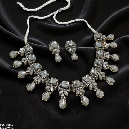 PNSH00017 FRN Square Tear Drop Necklace Set - PNSH