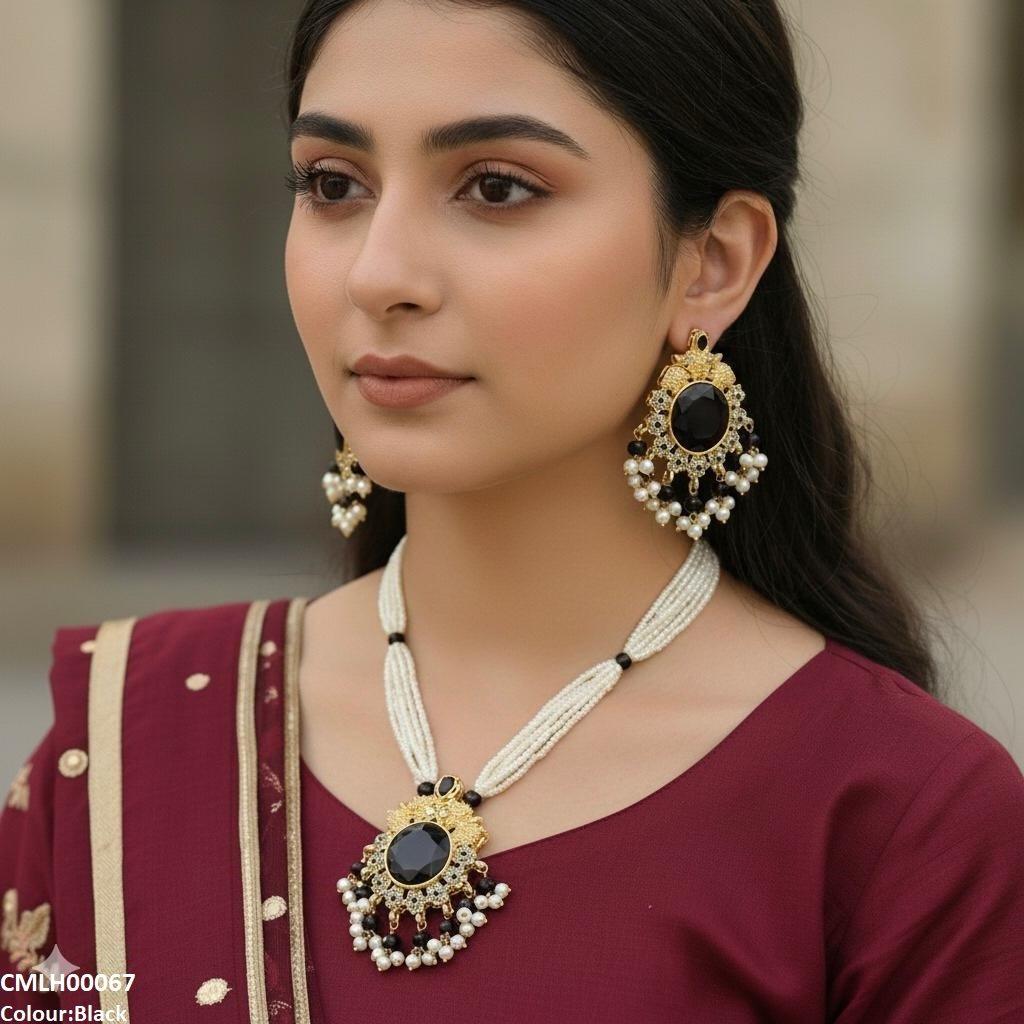 CMLH00067 MZM Round Pearl Drop Mala Set - CMLH