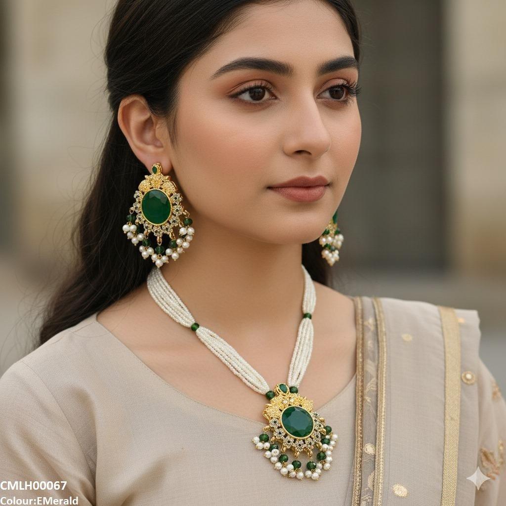 CMLH00067 MZM Round Pearl Drop Mala Set - CMLH