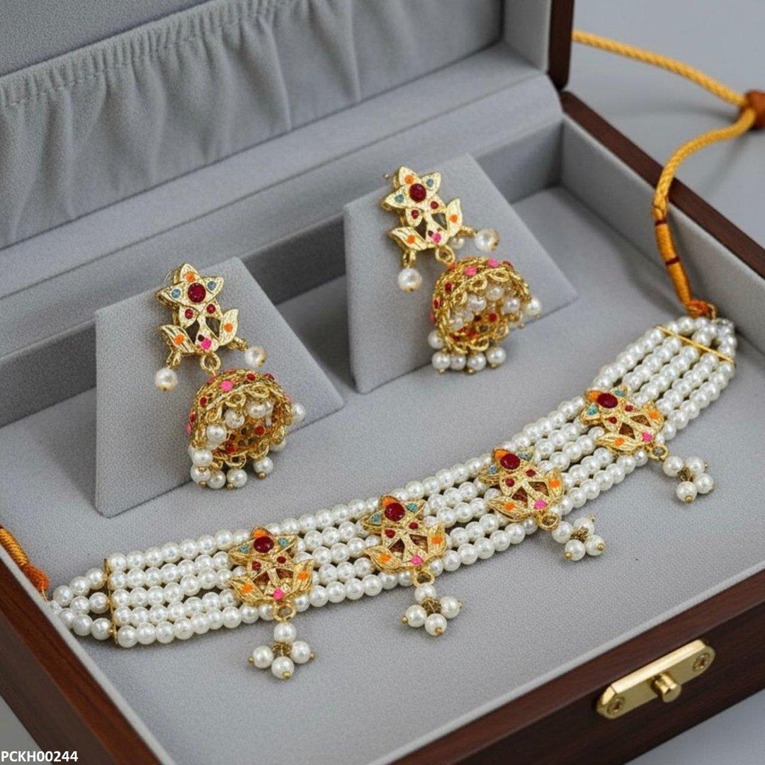 PCKH00244 MZM Multi Star Pearl Drop Choker Set - PCKH