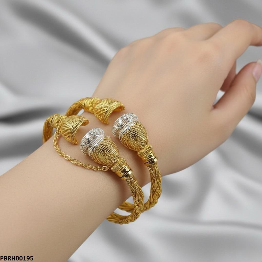 PBRH00195 MZM Twisted  Screw Adjustable Bangle Set - PBRH