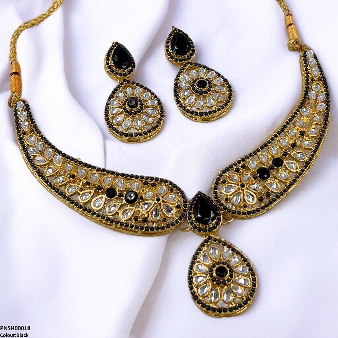 PNSH00018 FRN Flower Tear Drop Necklace Set - PNSH