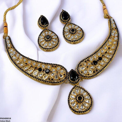 PNSH00018 FRN Flower Tear Drop Necklace Set - PNSH