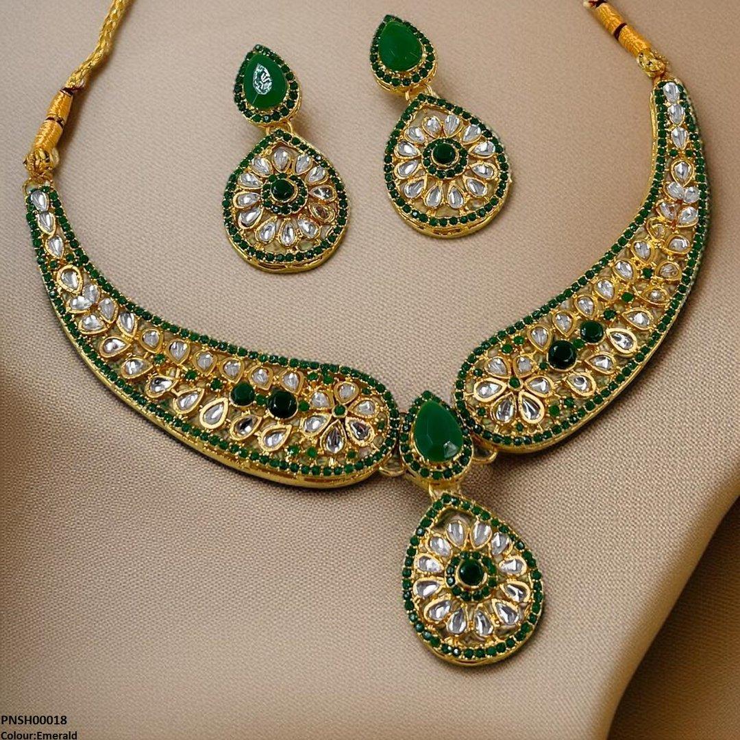 PNSH00018 FRN Flower Tear Drop Necklace Set - PNSH