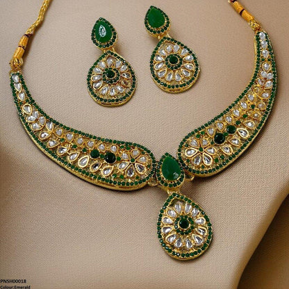 PNSH00018 FRN Flower Tear Drop Necklace Set - PNSH