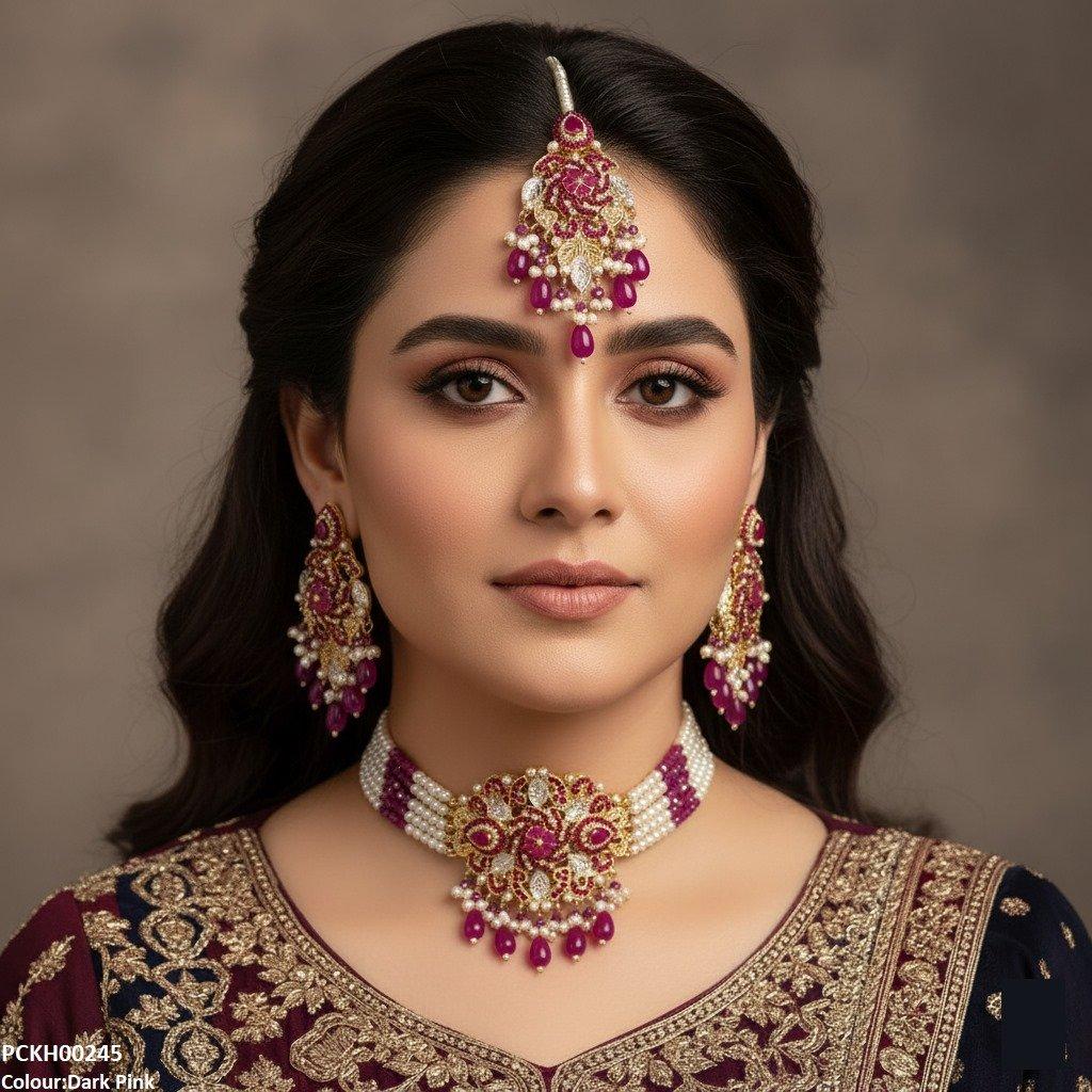 PCKH00245 SDQ Tear Flower Pearl Choker Set - PCKH