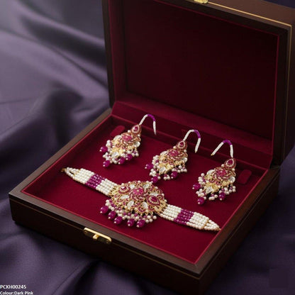 PCKH00245 SDQ Tear Flower Pearl Choker Set - PCKH