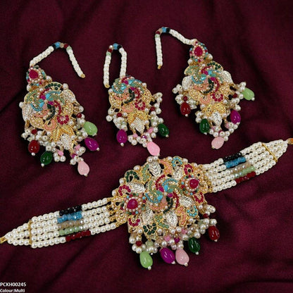 PCKH00245 SDQ Tear Flower Pearl Choker Set - PCKH