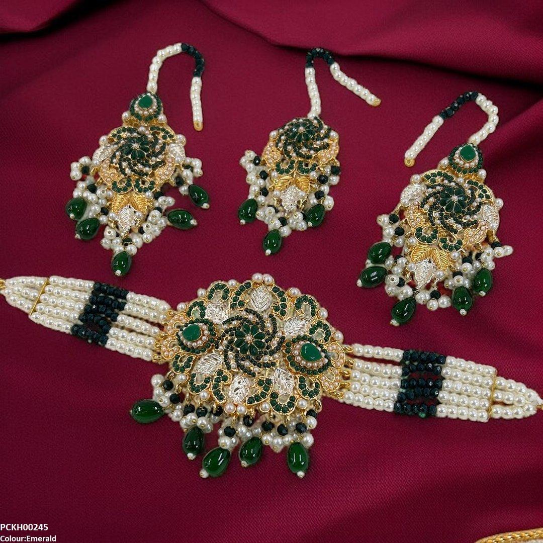 PCKH00245 SDQ Tear Flower Pearl Choker Set - PCKH