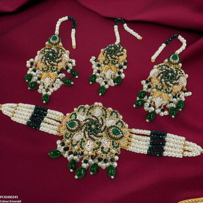 PCKH00245 SDQ Tear Flower Pearl Choker Set - PCKH