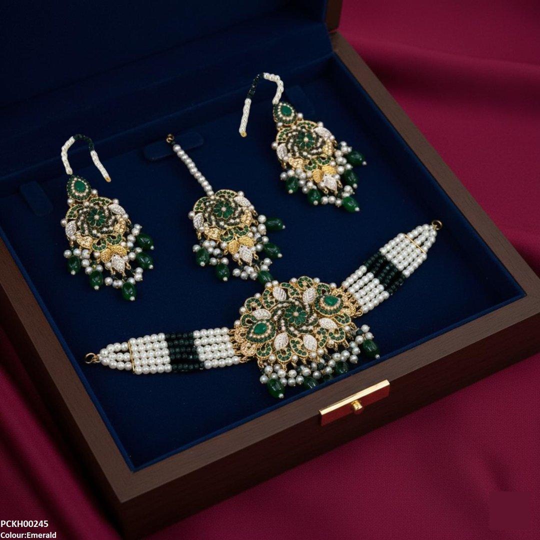 PCKH00245 SDQ Tear Flower Pearl Choker Set - PCKH