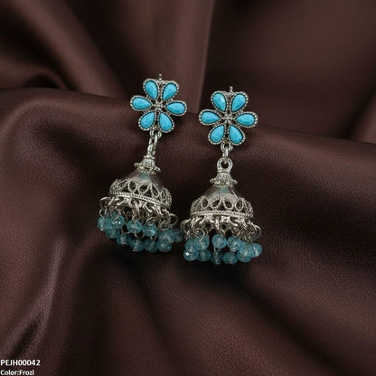 PEJH00042 SDQ Flower Pearl Drop Jhumki - PEJH