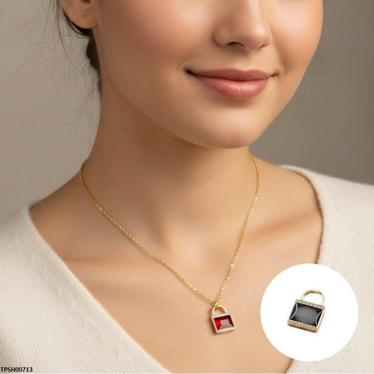 TPSH00713 SDQ Lock Pendant With  Chain - TPSH