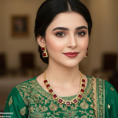 PNSH00022 FRN Square Necklace Set - PNSH