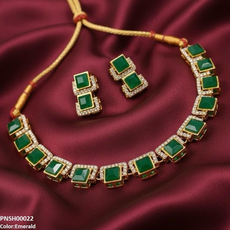 PNSH00022 FRN Square Necklace Set - PNSH