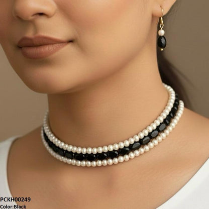 PCKH00249 FRN Three-Layered Pearl Choker Set - PCKH