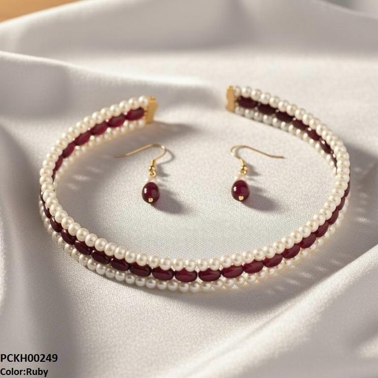 PCKH00249 FRN Three-Layered Pearl Choker Set - PCKH