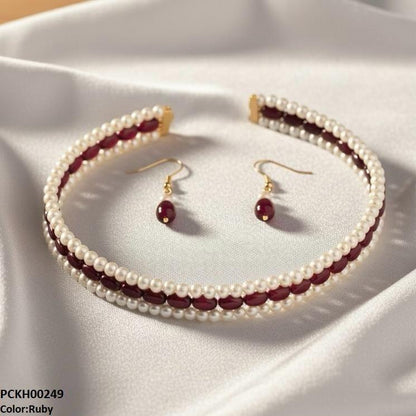 PCKH00249 FRN Three-Layered Pearl Choker Set - PCKH
