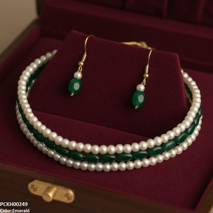 PCKH00249 FRN Three-Layered Pearl Choker Set - PCKH